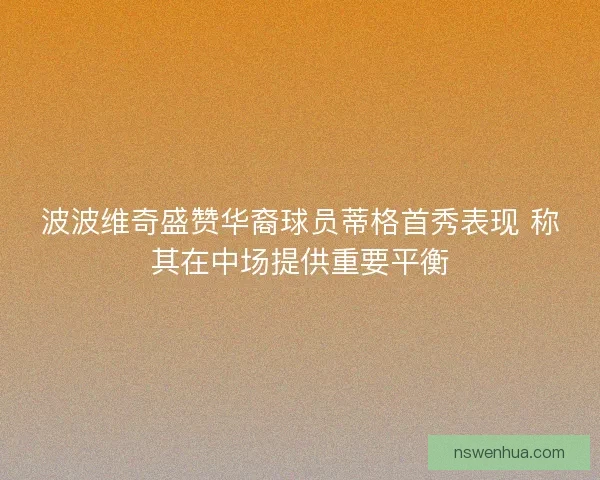波波维奇盛赞华裔球员蒂格首秀表现 称其在中场提供重要平衡