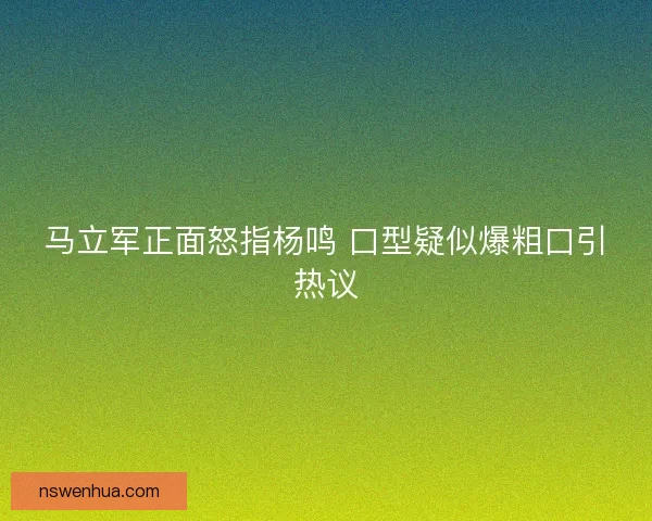 马立军正面怒指杨鸣 口型疑似爆粗口引热议 马立军正面怒指杨鸣 口型疑似爆粗口引热议