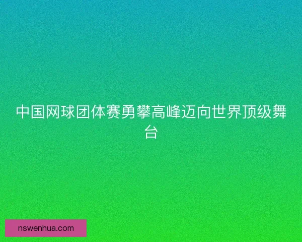 中国网球团体赛勇攀高峰迈向世界顶级舞台 中国网球团体赛勇攀高峰迈向世界顶级舞台